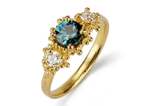 46. sapphire diamond cluster ring