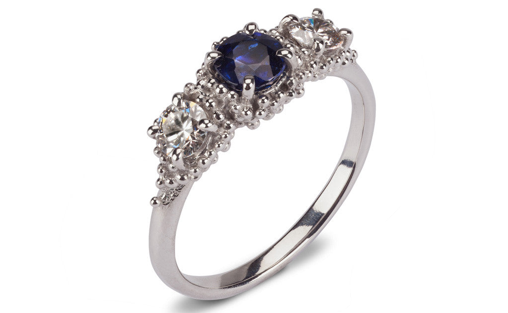 4.Bespoke Cluster Ring - sapphire and diamonds